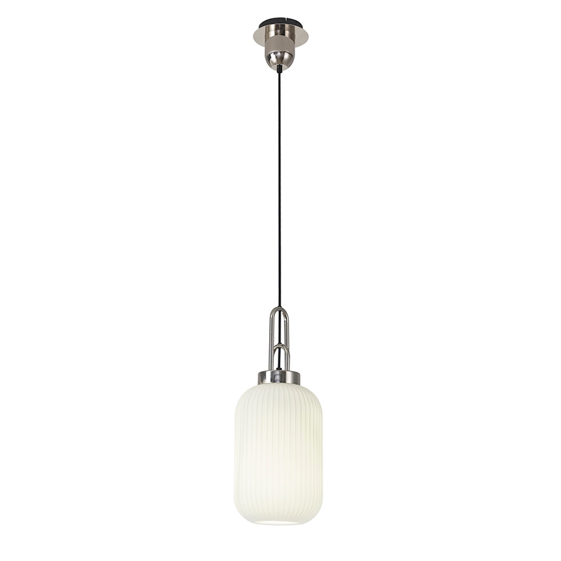 Savannah Ceiling Pendant Light - Polished Nickel and Opal Glass