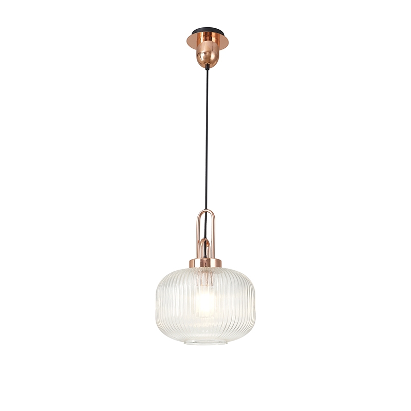 Dakota Ceiling Pendant Light - Copper and Clear Glass