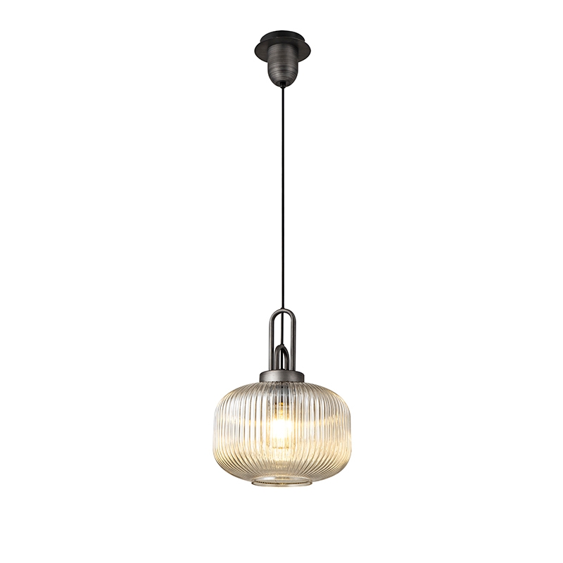 Dakota Ceiling Pendant Light - Aged Pewter and Champagne Glass
