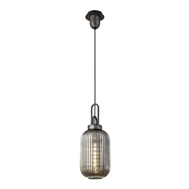 Savannah Ceiling Pendant Light - Aged Pewter and Smoked Glass
