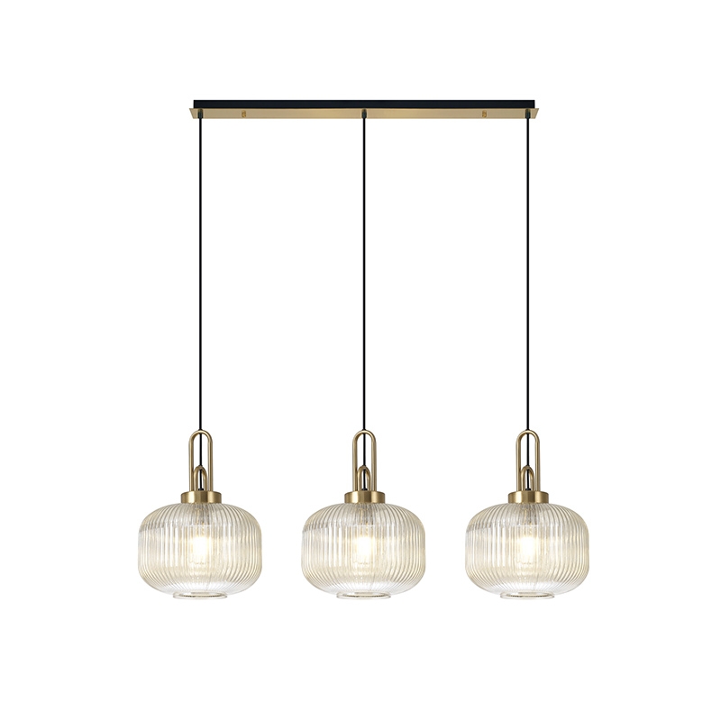 Dakota 3 Light Bar Ceiling Pendant - Brass and Champagne Glass