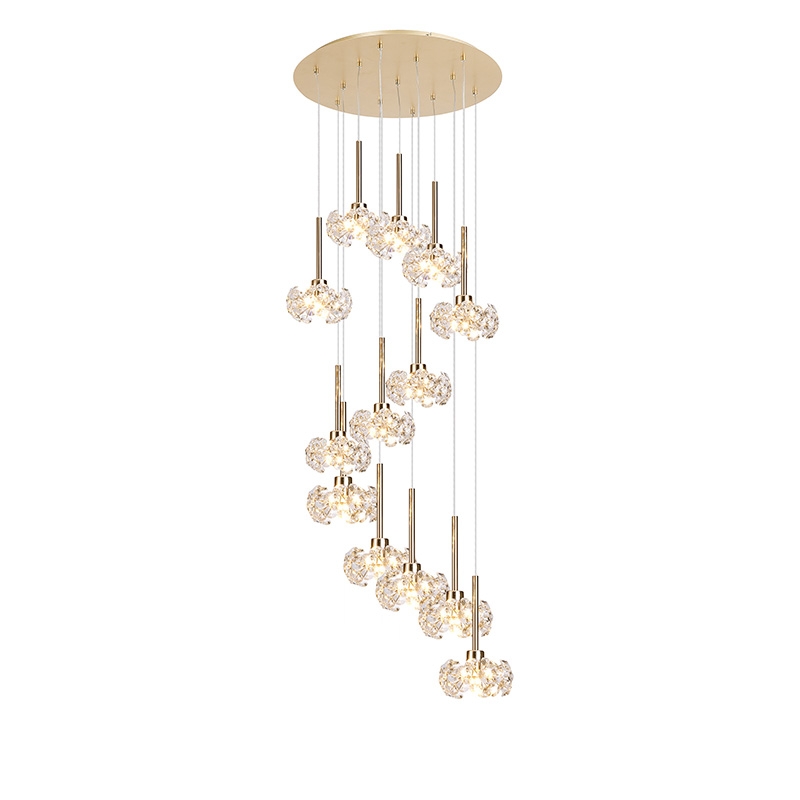 Paris Crystal 13 Light Cascade Ceiling Pendant - French Gold