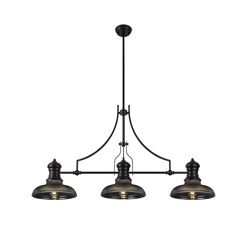 Cedar 3 Light Glass Bar Ceiling Pendant - Matt Black