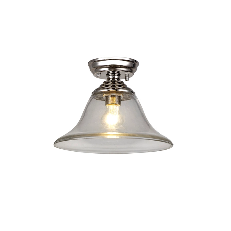 Burton Glass Semi-Flush Ceiling Light - Polished Nickel