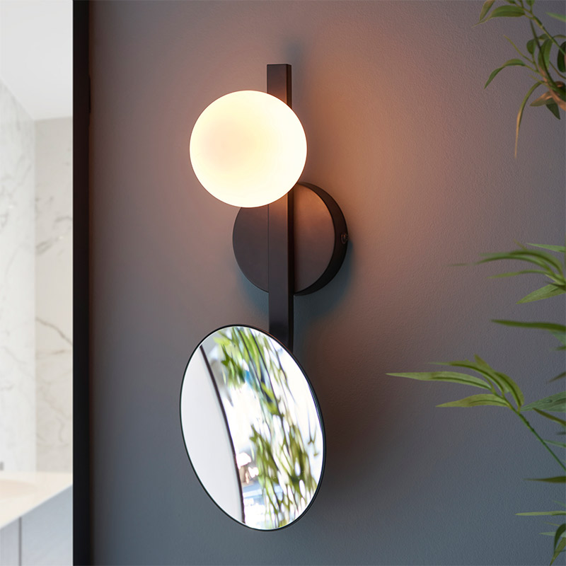 Luxia Tinsley Bathroom Mirror Wall Light - Matt Black