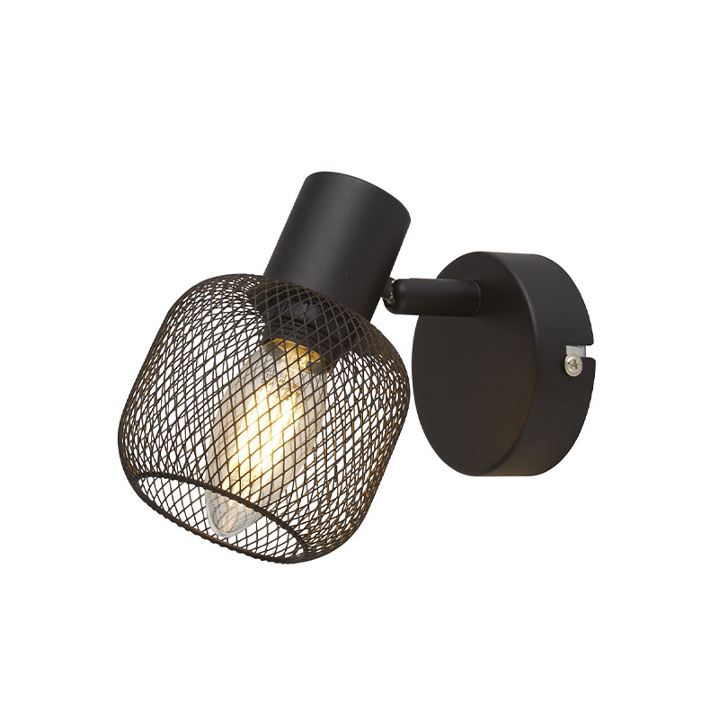 Searchlight Meshy Cage Single Spotlight - Black