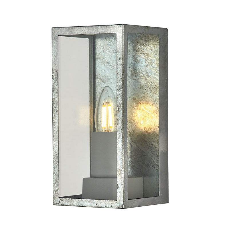 Searchlight Box II Half Lantern Outdoor Wall Light - Galvanised Steel