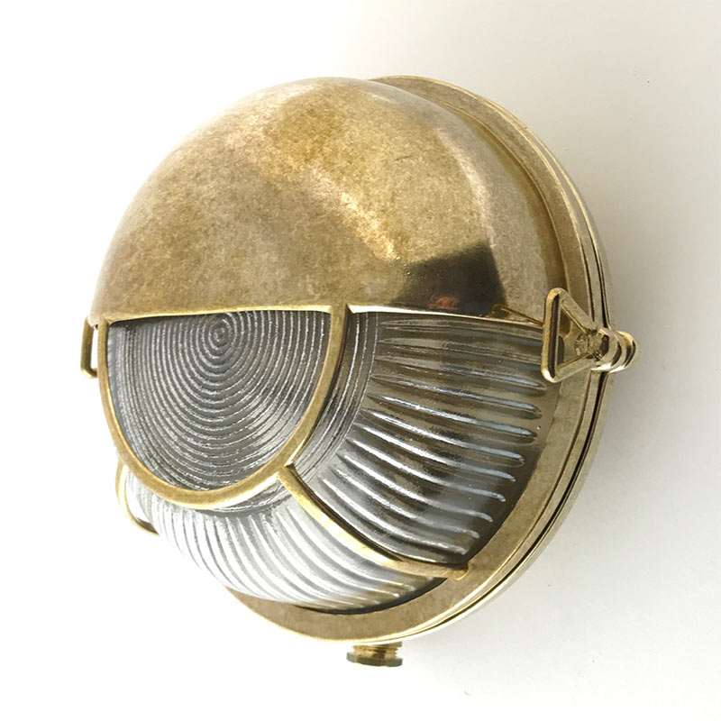 Westport Coastal Tide Outdoor Flush Wall Light - Brass