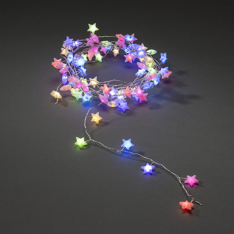 Konstsmide 4.45M Multi Colour LED Star Micro Wire Fairy Lights - 90 Lights