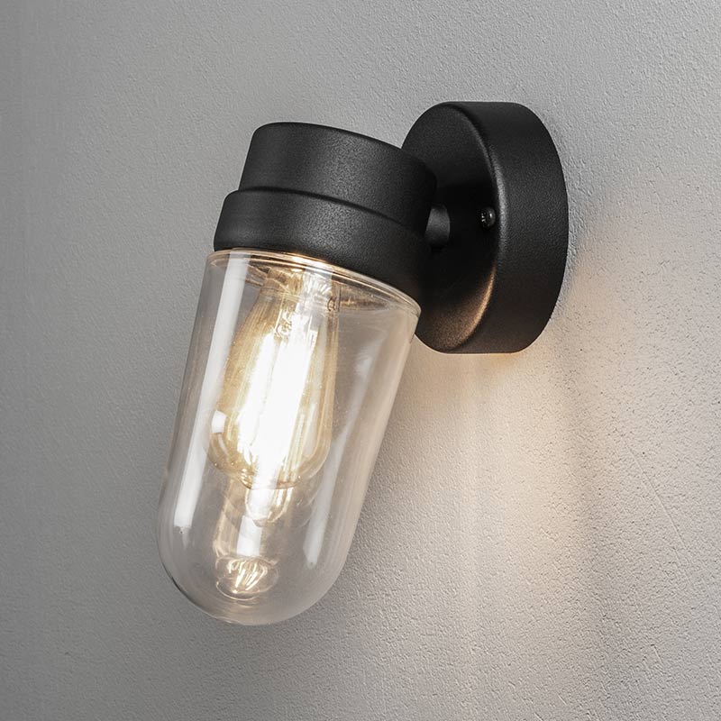Konstsmide Vega Outdoor Wall Light with Oval Glass - Black