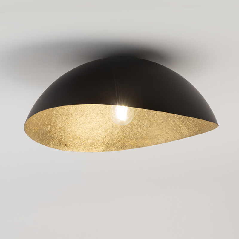 Edit Solaris Small Flush Ceiling Light - Black & Gold