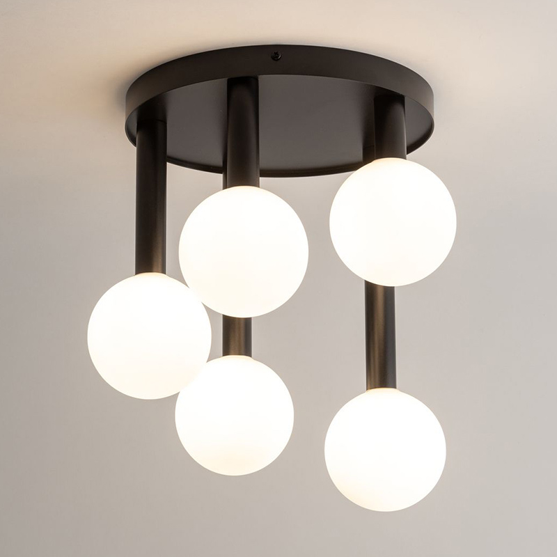 Edit Perla 5 Arm Semi-Flush Ceiling Light - Black