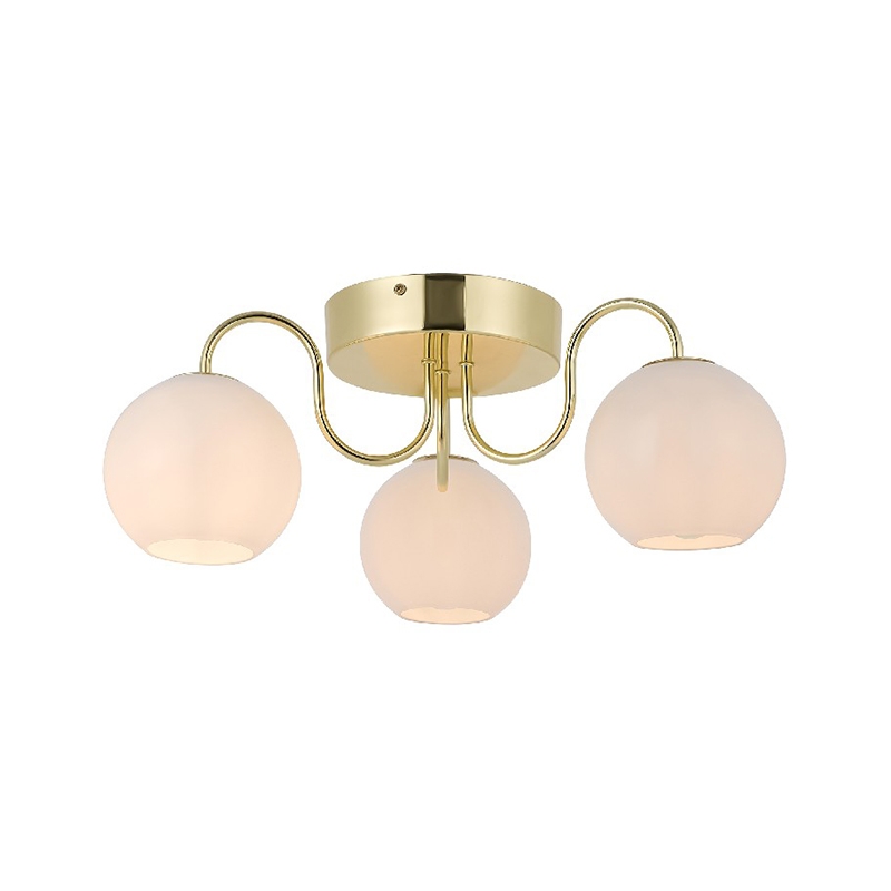 Nordlux Franca 3 Light Semi-Flush Ceiling Light - Brass