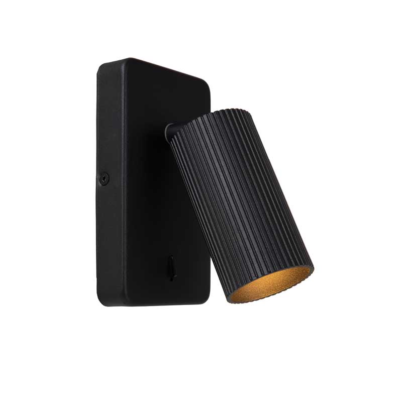 Lucide Clubs Single Wall Spotlight - Black
