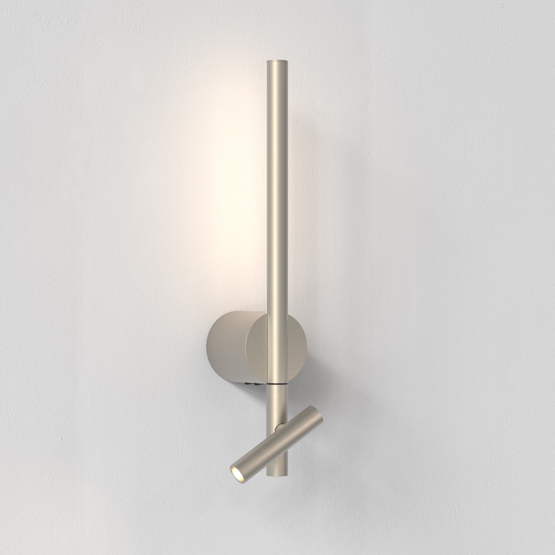 Astro Baton LED Wall Light with Reading Light - Matt Nickel