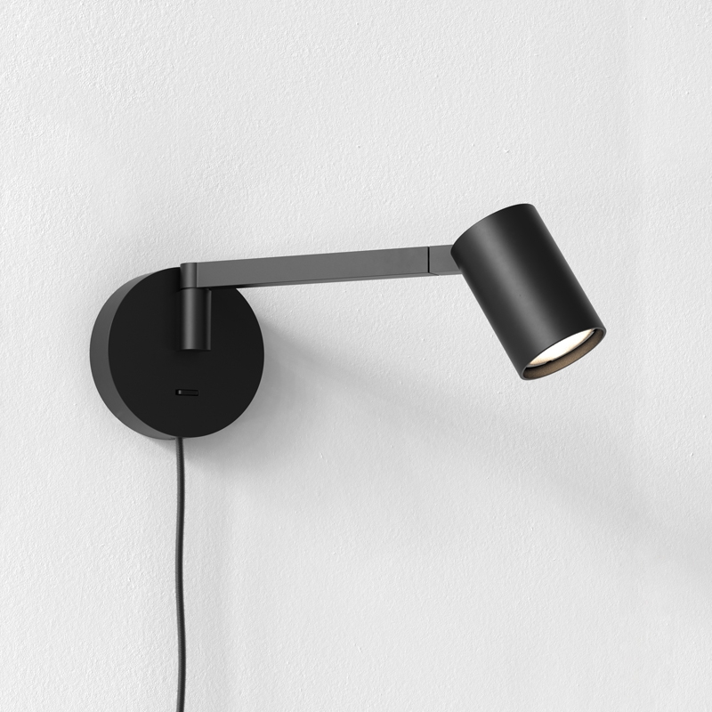 Astro Ascoli Adjustable Reading Light with Plug - Matt Black