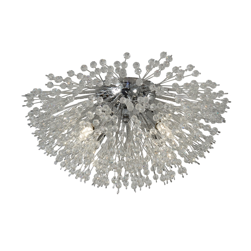 Searchlight Sunburst Large Glass Flush Light - Chrome