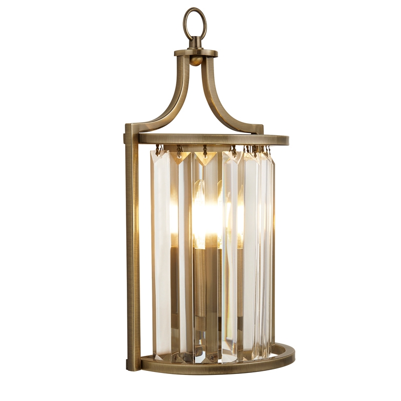 Searchlight Victoria Flush Wall Light - Antique Brass