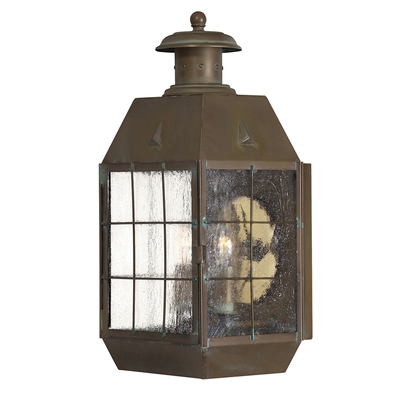 Quintiesse Coastal Nantucket 2 Light Outdoor Lantern Wall Light - Aged Brass