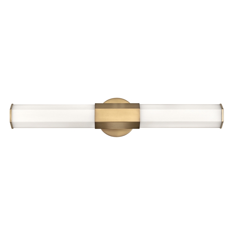 Quintiesse Facet LED Twin Wall Light - Heritage Brass with Opal Etched Glass