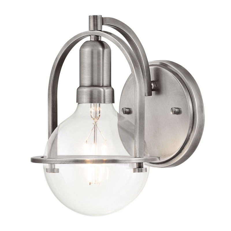 Quintiesse Somerset Wall Light - Brushed Nickel with Clear Bulb