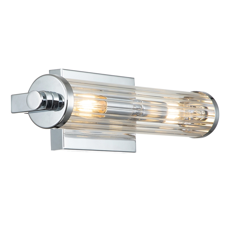 Quintiesse Azores 2 Light Glass Flush Wall Light - Polished Chrome