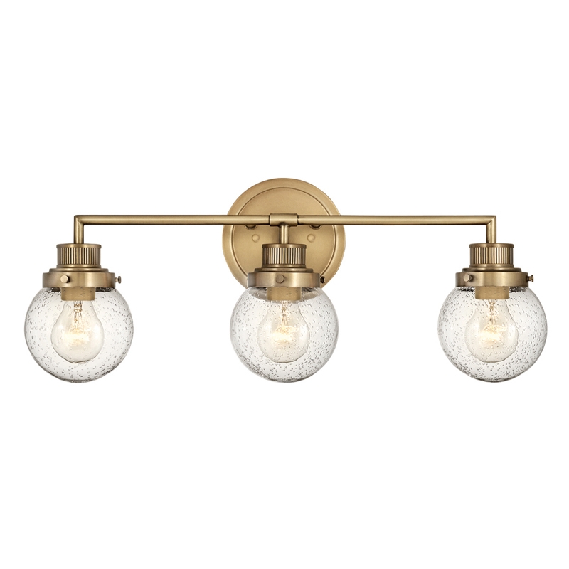 Quintiesse Poppy 3 Arm Glass Wall Light - Heritage Brass