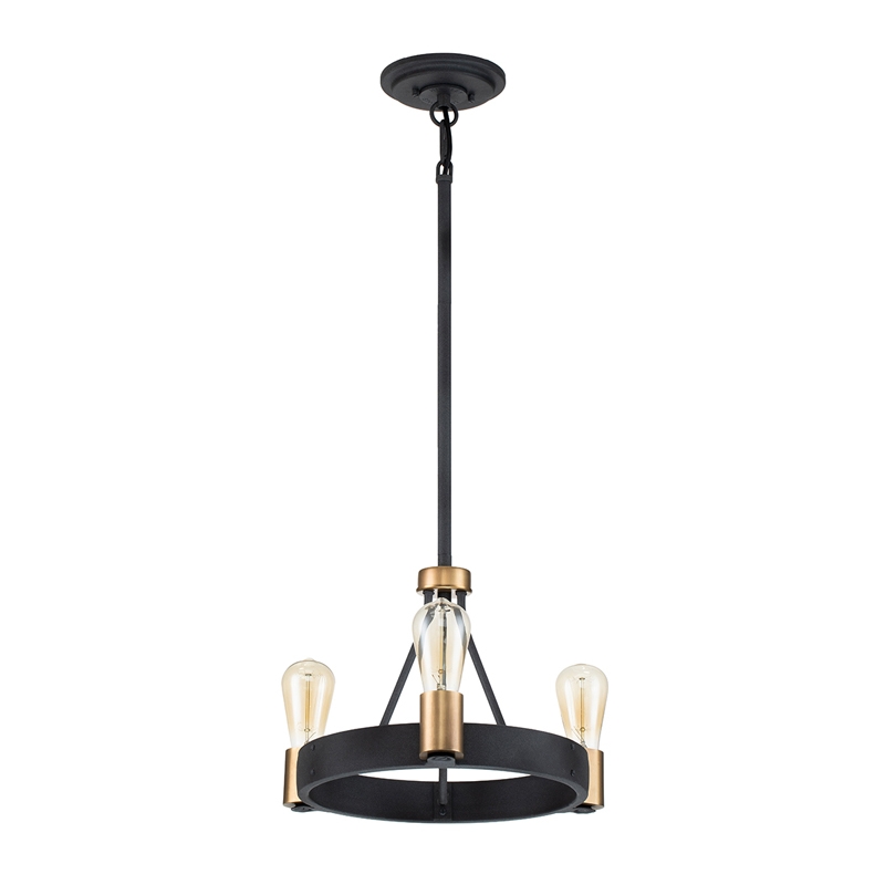 Quintiesse Silas 3 Light Chandelier - Aged Zinc
