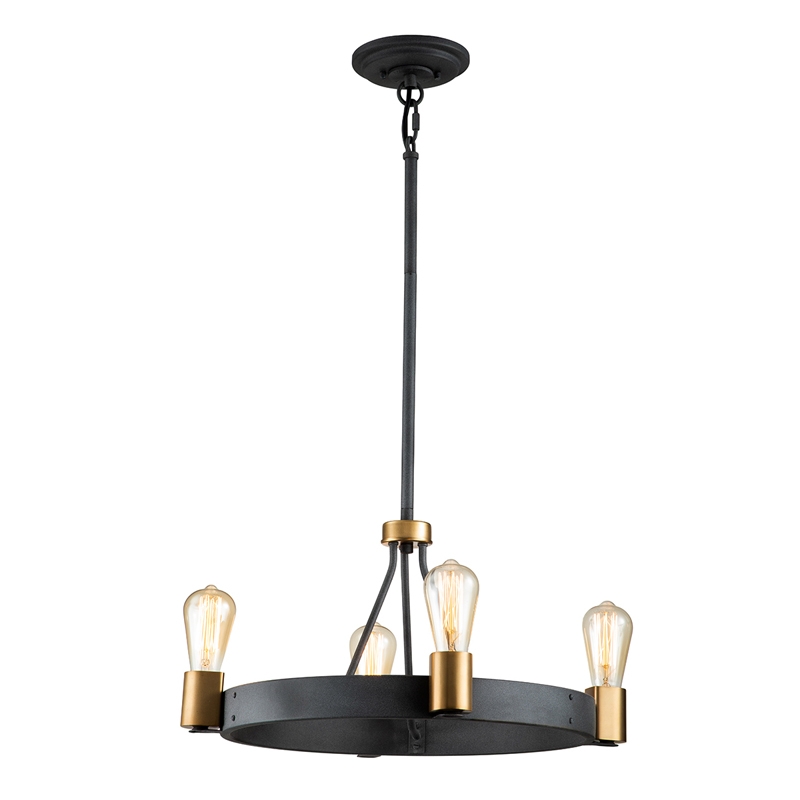 Quintiesse Silas 4 Light Chandelier - Aged Zinc