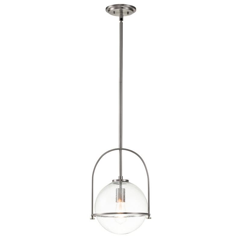 Quintiesse Somerset Ceiling Pendant Light - Brushed Nickel with Clear Seeded Glass