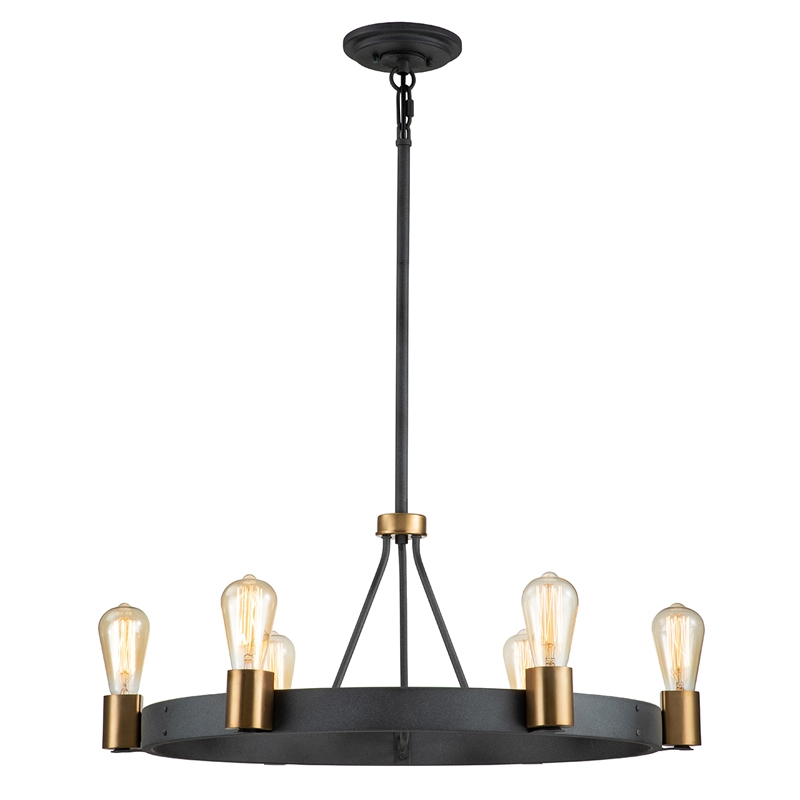 Quintiesse Silas 6 Light Chandelier - Aged Zinc