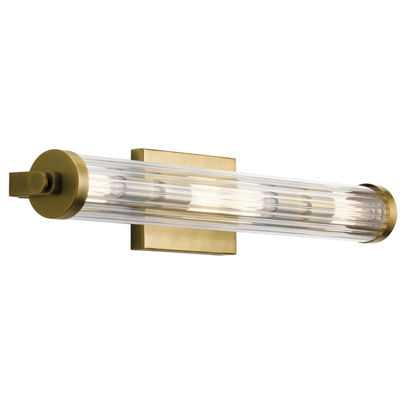 Quintiesse Azores 4 Light Glass Flush Wall Light - Natural Brass