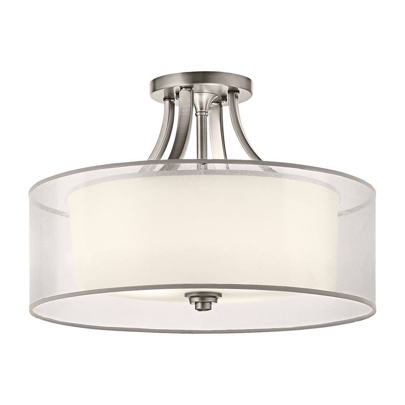 Kichler Lacey 500 Glass Semi-Flush Ceiling Light - Pewter