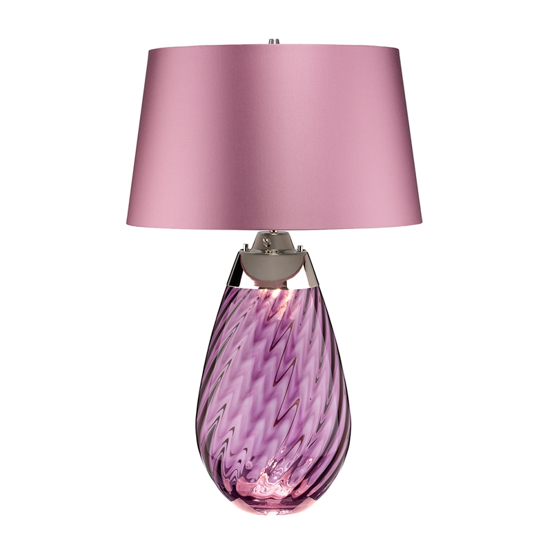 Elstead Lena Glass Tall Table Lamp - Plum