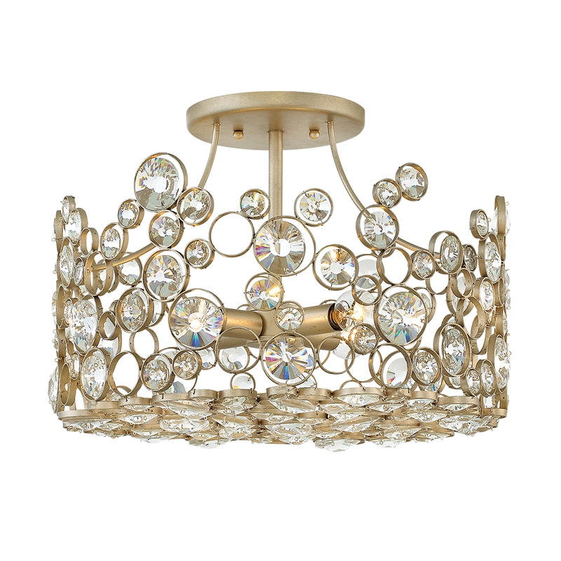 Hinkley Anya Crystal Semi-Flush Ceiling Light - Aged Gold