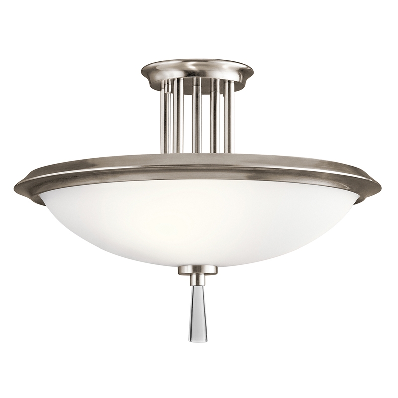 Kichler Dreyfus Glass Semi-Flush Ceiling Light - Pewter