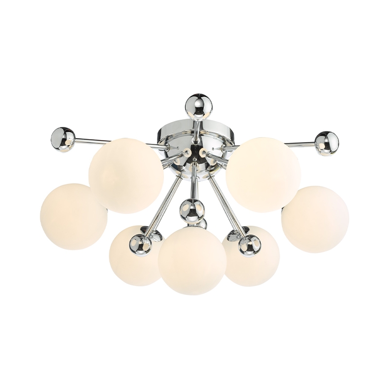 Dar Ursa 7 Light Flush Ceiling Light - Polished Chrome