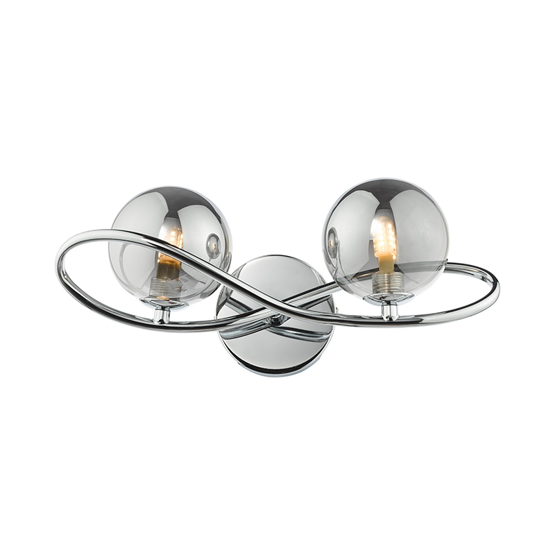 Dar Lysandra Twin Wall Light - Polished Chrome