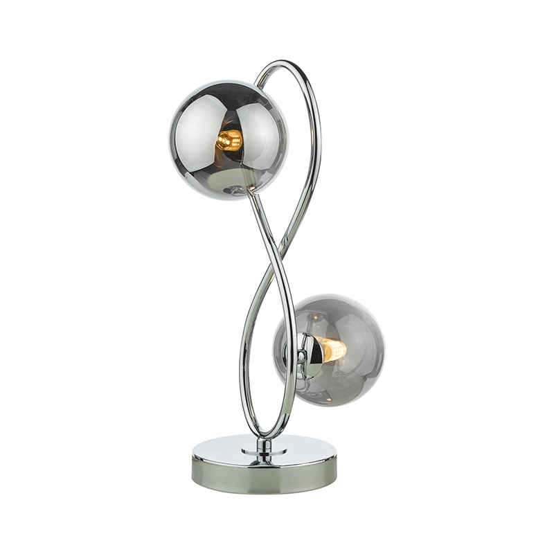 Dar Lysandra 2 Light Table Lamp - Polished Chrome