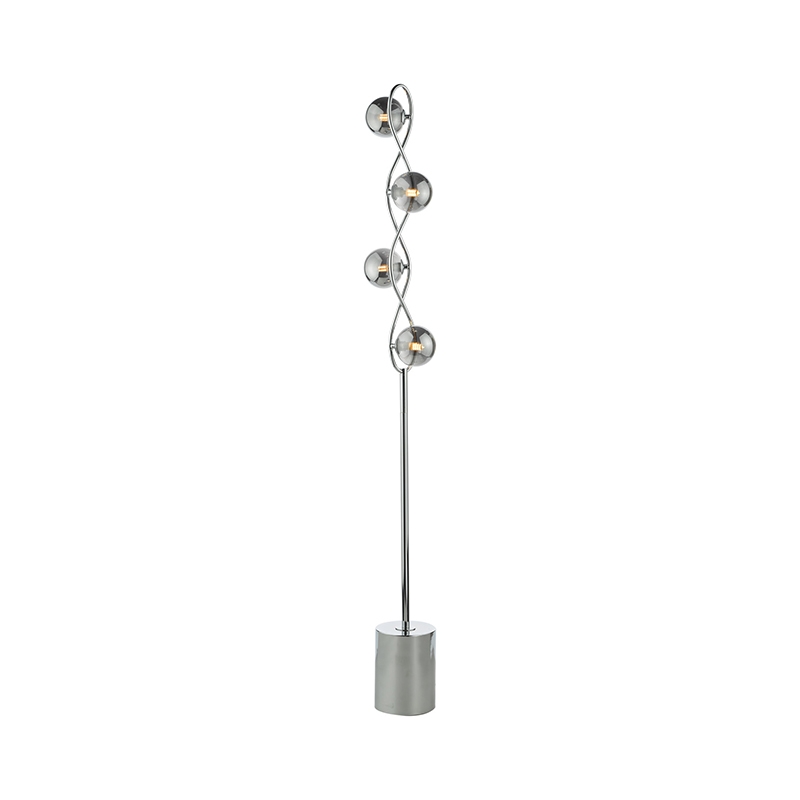 Dar Lysandra 4 Light Floor Lamp - Polished Chrome