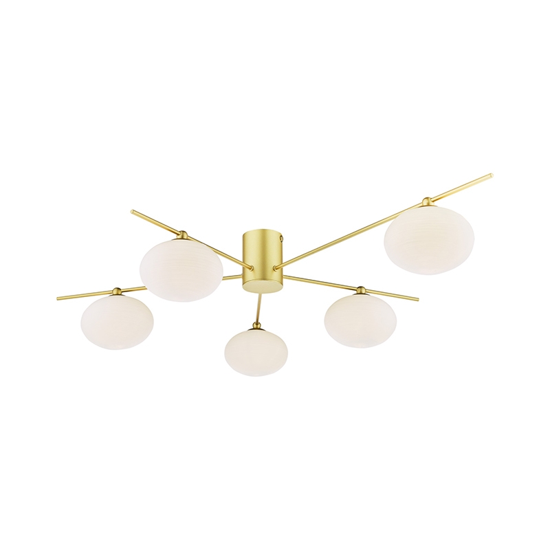 Dar Jasper 5 Light Flush Ceiling Light - Satin Gold