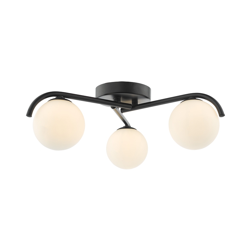 Dar Orlena 3 Light Flush Ceiling Light - Matt Black