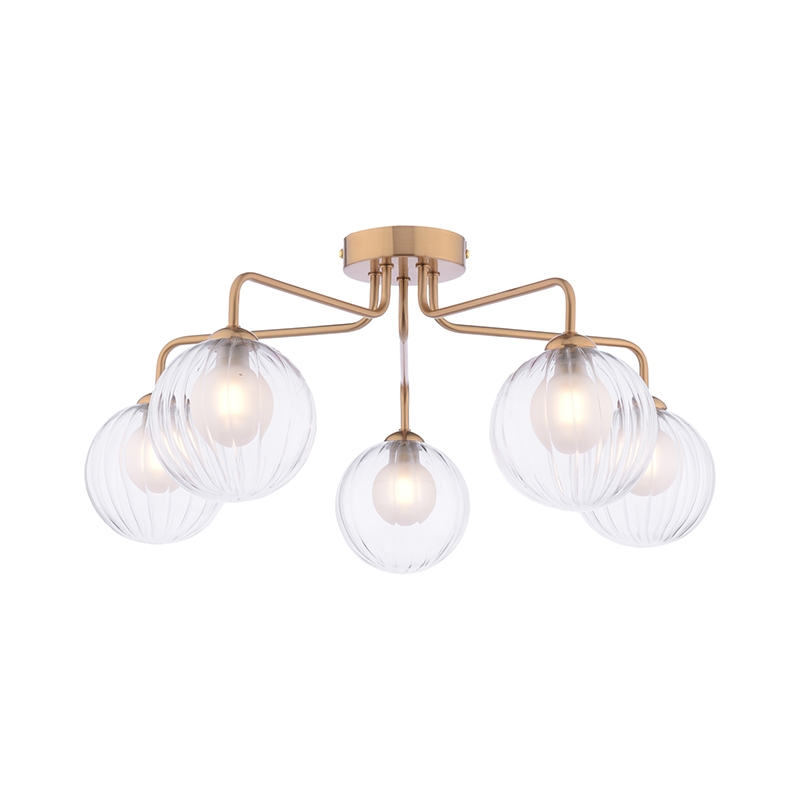 Dar Feya 5 Light Semi-Flush Ceiling Light - Antique Bronze