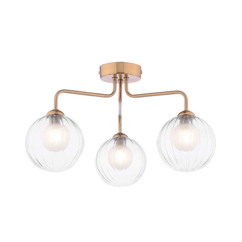 Dar Feya 3 Light Semi-Flush Ceiling Light - Antique Bronze