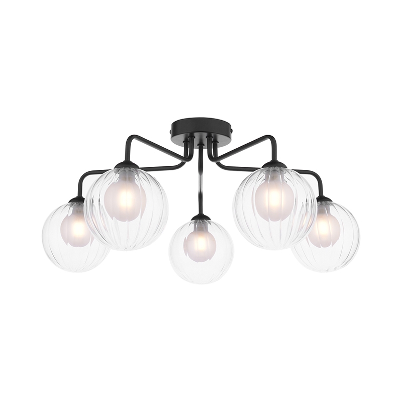Dar Feya 5 Light Semi-Flush Ceiling Light - Matt Black