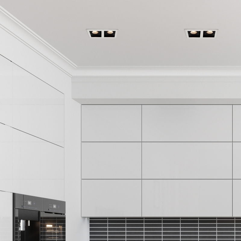 Edit Twin Fire Rated Recessed Adjustable Square Downlight - White & Black