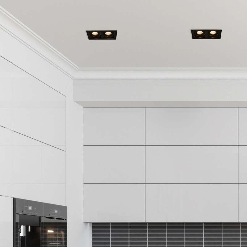Edit Twin Fire Rated Recessed Adjustable Square Downlight - Black
