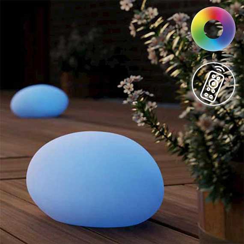 Suri Shimmer Pebble Solar Colour Changing LED Outdoor Feature Light with Remote Control - White