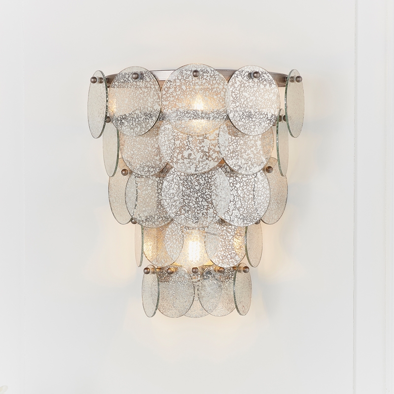 Luxia Lotte Glass Flush Wall Light - Antique Silver