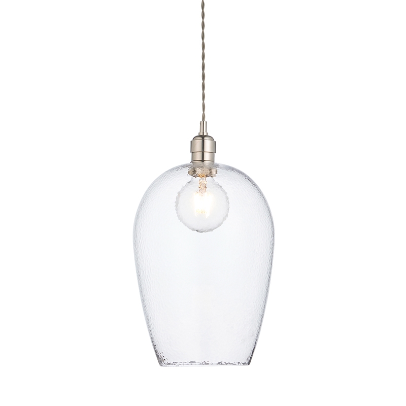 Luxia Elie Large Glass Ceiling Pendant Light - Polished Nickel